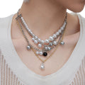 Multi-layered Mmetal &pearl Necklace