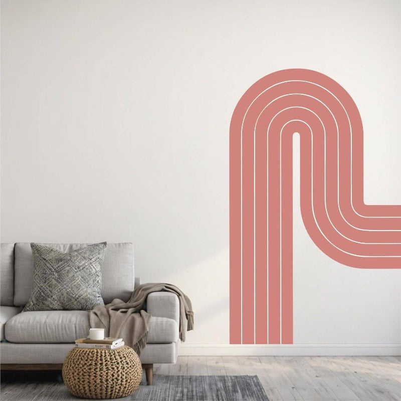 Boho Stripe Arch Wall Decal Modern Art Wall Decor Peel and Stick Wall Murals Retro Wall Stickers Removable Apartment Friendly Wallpaper Headboard Bedroom Living Room