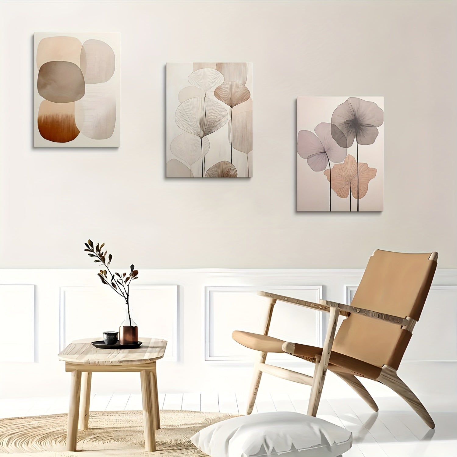 3 pcs Framed Bohemian Geometric Art Theme Framed Canvas Posters - Modern Wall Art with Pinewood Frame, Great for Bedroom, Living Room, Home Office Decoration - Perfect for Valentine's Day, Chinese New Year, Ramadan Gifts