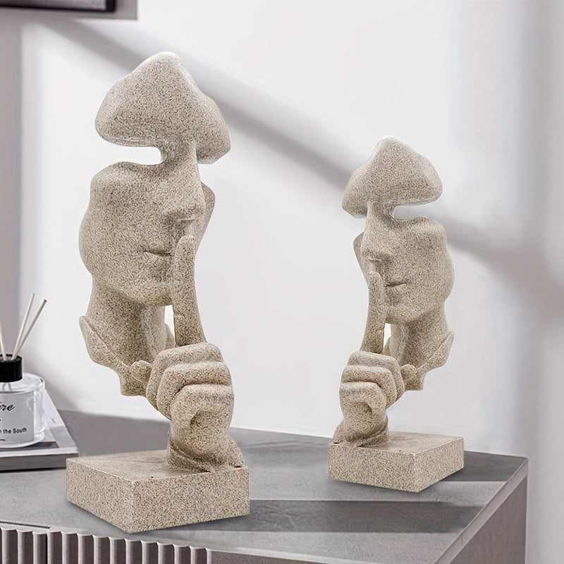 1 piece Thinker Statue, Silence is Golden Abstract Art Figurine, Modern Home Resin Sculptures Decorative Objects Piano Desktop Decor for Creative Room Home, Office Study