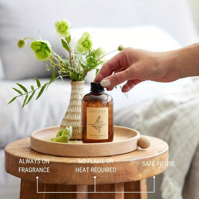 Lavender Sage Mint Reed Diffuser Oil - 5.75oz Long-Lasting Home Fragrance, Natural Scent for Diffusers, Essential Oils, and Home Decor, Diffuser Refill, Decorative Label Design, Quality Label Design