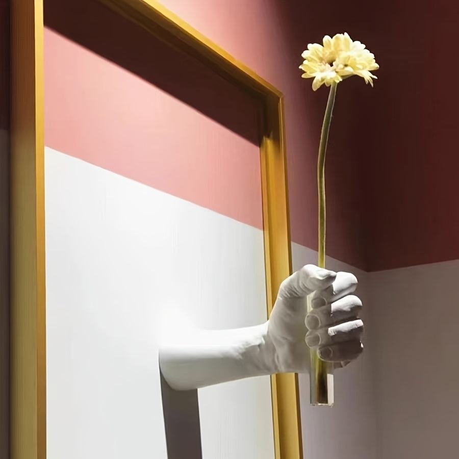 1pc Modern Geometric Resin Wall Hanging Vase- Handheld Wall-Mounted Flower Stand, Suitable for Home and Hotel Decoration, No Electricity Needed, Room Decoration Vase, Artistic Style Floral Arrangement