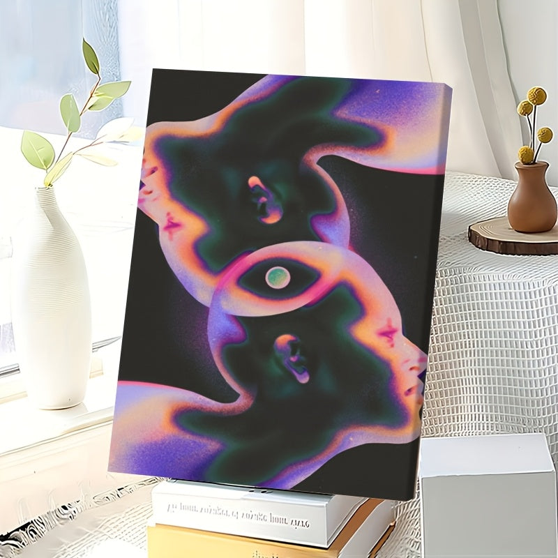 1pc Bohemian Style Framed Canvas Wall Art with Wooden Frame - Vibrant Abstract Design for Bedroom, Living Room, Office, Cafe, Bar - Home and Dormitory Decoration, Room Decor