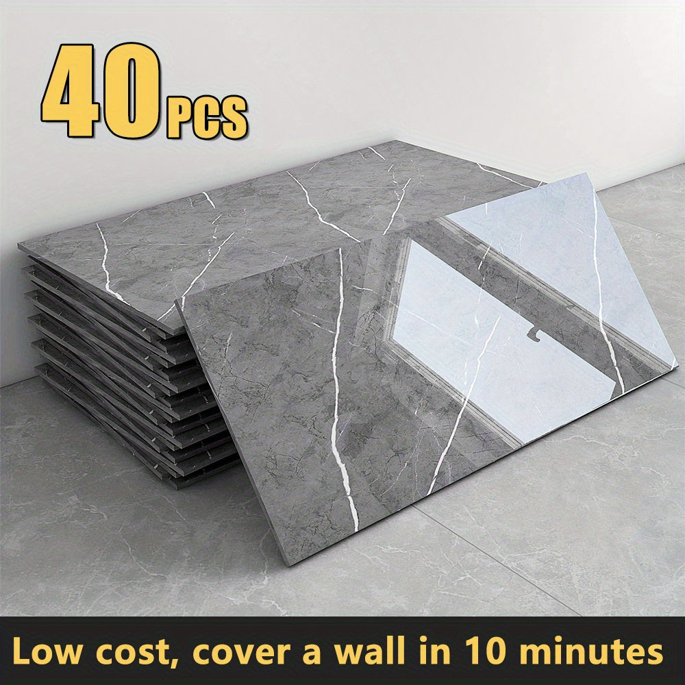 20\u002F40-Pack Peel & Stick Marble Tiles Wall Panels Set - Self-Adhesive Waterproof Removable Wall Sticker for Kitchen Backsplash, Bathroom, Living Room, Office Home Decor. Easy Install (23.62\