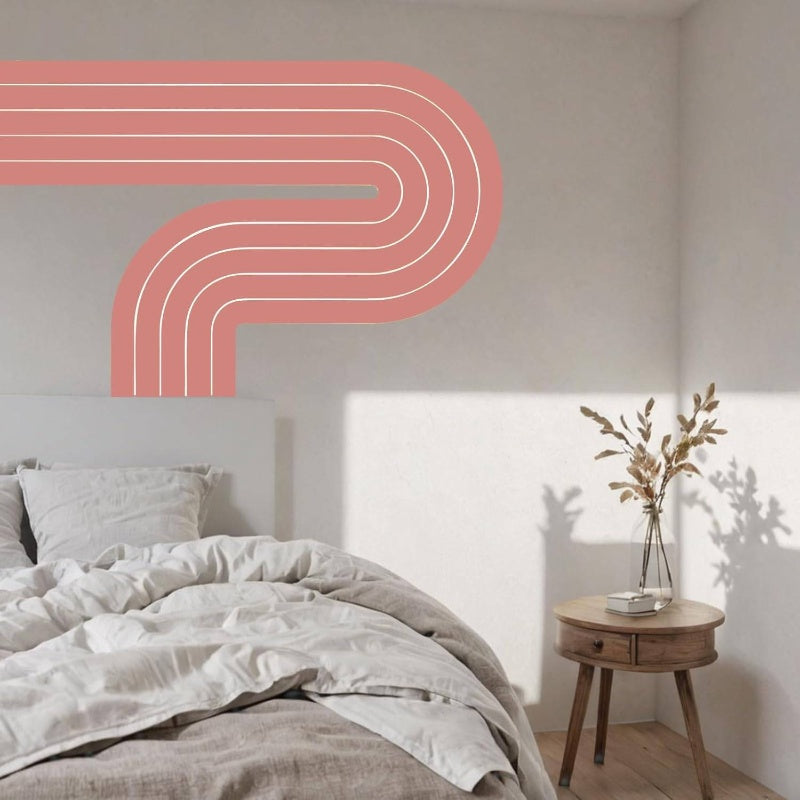 Boho Stripe Arch Wall Decal Modern Art Wall Decor Peel and Stick Wall Murals Retro Wall Stickers Removable Apartment Friendly Wallpaper Headboard Bedroom Living Room