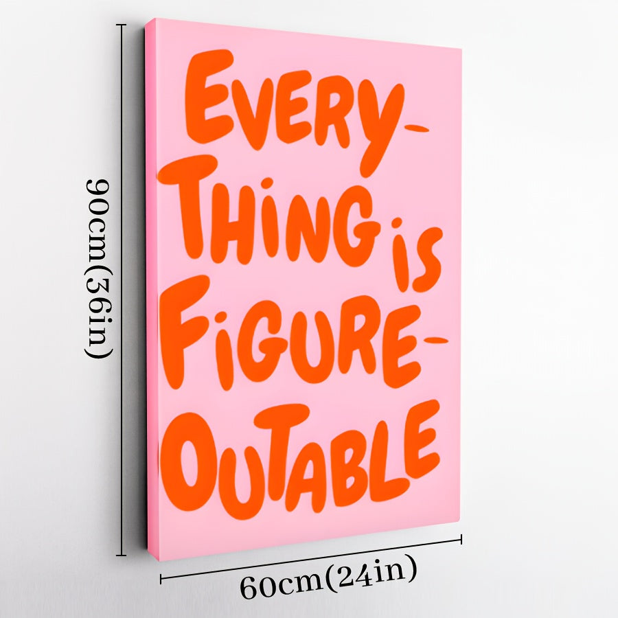 1pc Framed Canvas Poster - Pastel Pink & Orange Motivational Wall Art with \