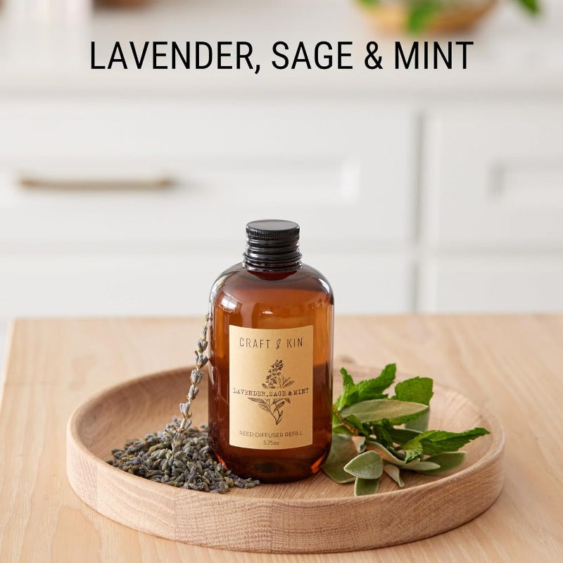Lavender Sage Mint Reed Diffuser Oil - 5.75oz Long-Lasting Home Fragrance, Natural Scent for Diffusers, Essential Oils, and Home Decor, Diffuser Refill, Decorative Label Design, Quality Label Design
