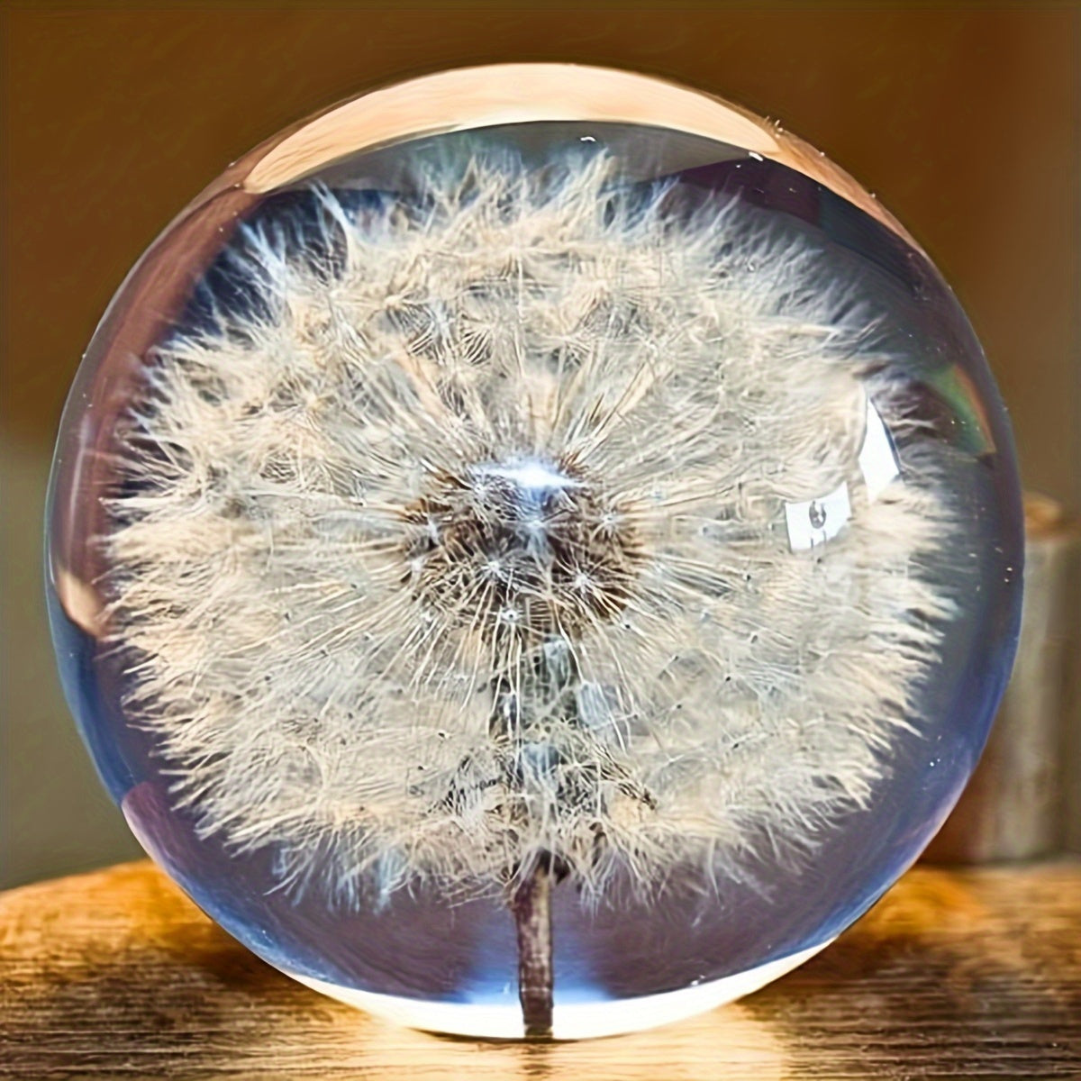 A Real Dandelion Crystal Ball, Resin Lens Natural Plant Specimen Flower Crystal Ball, Christmas Love Gift Home Decoration Craft Ball, Paper Town Table Decoration, Christmas Decoration 2.76in