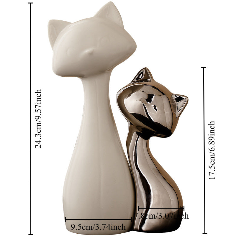 Double Cat Statue Ornament, Minimalism Art Ornament, Kittens Sculpture, Abstract Ornament Home Decor, Desk Ornament, Wine Cabinet Ornament, Bedroom, Bedside Decor, gift for Her, Housewarming Gift