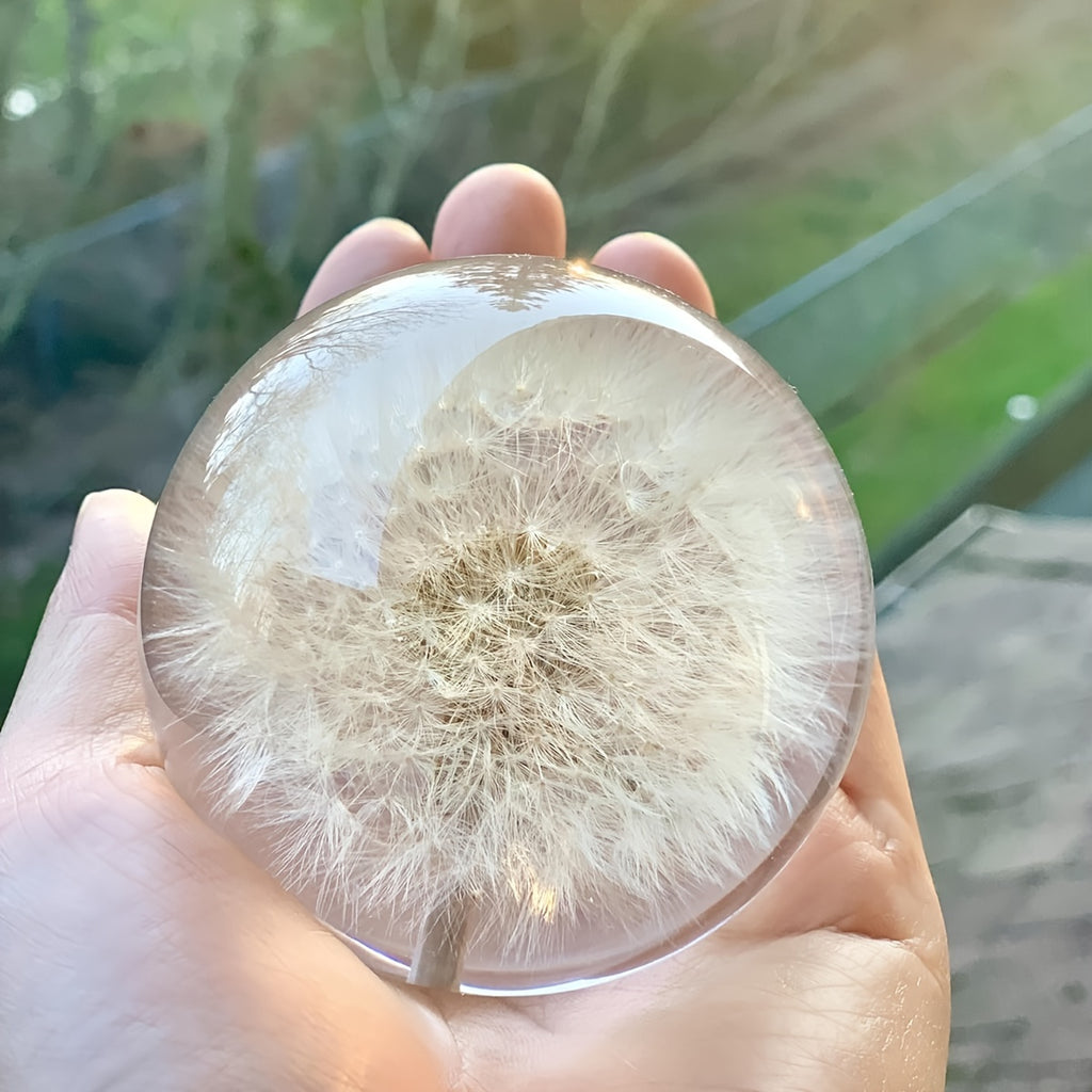 A Real Dandelion Crystal Ball, Resin Lens Natural Plant Specimen Flower Crystal Ball, Christmas Love Gift Home Decoration Craft Ball, Paper Town Table Decoration, Christmas Decoration 2.76in