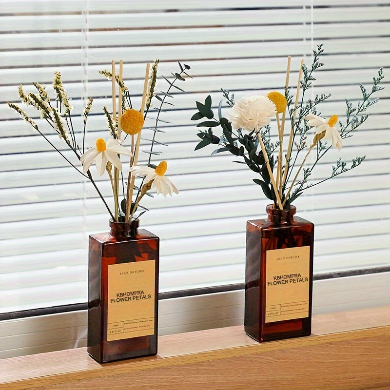 Gardenia Reed Diffuser Set 5.07fl.oz With Dried Flower Diffuser Sticks Light Scented Essential Oil Aroma Diffuser Home Office Christmas Decor For Air Fresheners Bathroom