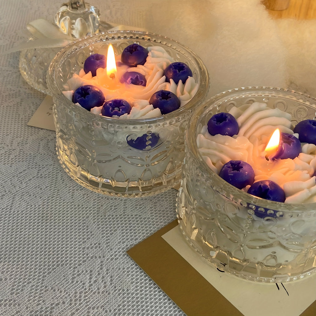 1pc 5.5oz Strawberry And Blueberry Shaped Scented Candles With Ins Fragrance. Wedding Companion Gift For Girlfriend'S Birthday, Niche Bedroom Decorations, Home Decor, Christmas Gifts