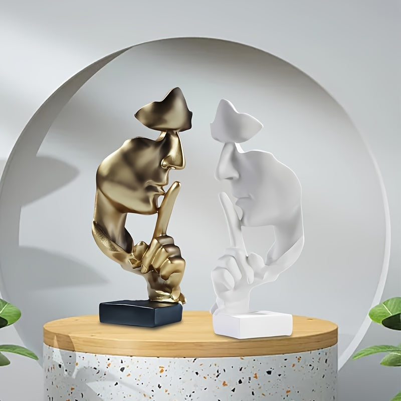 1 piece Thinker Statue, Silence is Golden Abstract Art Figurine, Modern Home Resin Sculptures Decorative Objects Piano Desktop Decor for Creative Room Home, Office Study