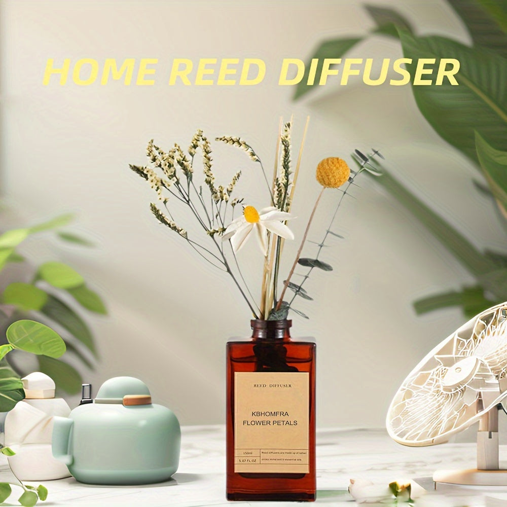 Gardenia Reed Diffuser Set 5.07fl.oz With Dried Flower Diffuser Sticks Light Scented Essential Oil Aroma Diffuser Home Office Christmas Decor For Air Fresheners Bathroom