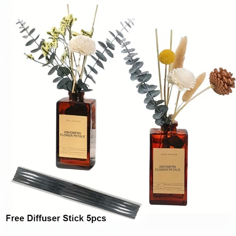 Gardenia Reed Diffuser Set 5.07fl.oz With Dried Flower Diffuser Sticks Light Scented Essential Oil Aroma Diffuser Home Office Christmas Decor For Air Fresheners Bathroom