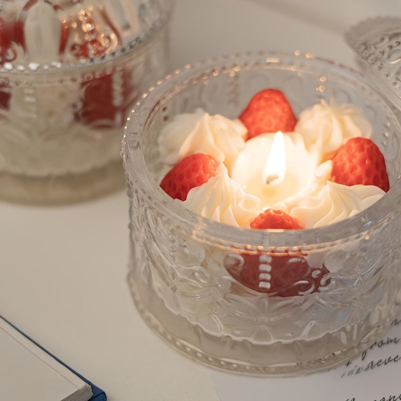 1pc 5.5oz Strawberry And Blueberry Shaped Scented Candles With Ins Fragrance. Wedding Companion Gift For Girlfriend'S Birthday, Niche Bedroom Decorations, Home Decor, Christmas Gifts