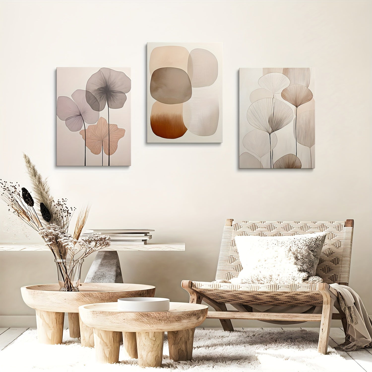 3 pcs Framed Bohemian Geometric Art Theme Framed Canvas Posters - Modern Wall Art with Pinewood Frame, Great for Bedroom, Living Room, Home Office Decoration - Perfect for Valentine's Day, Chinese New Year, Ramadan Gifts