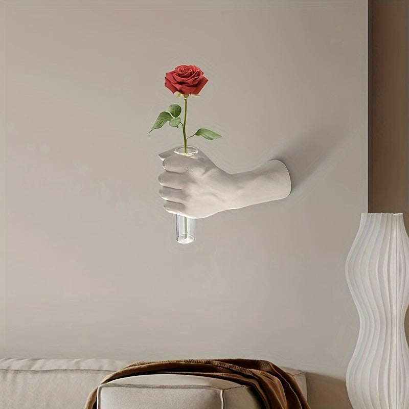 1pc Modern Geometric Resin Wall Hanging Vase- Handheld Wall-Mounted Flower Stand, Suitable for Home and Hotel Decoration, No Electricity Needed, Room Decoration Vase, Artistic Style Floral Arrangement