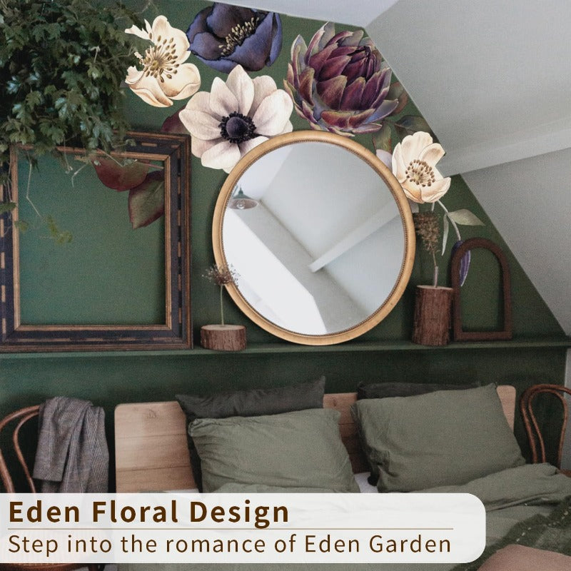 Fabric Peel and Stick Floral Wall Decal SelfAdhesive Peony Flowers Wallpaper Rose Sticker for Living Room Bedroom Wall Decor Eden Garden A3 PCs