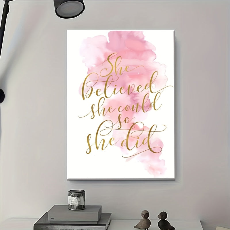 1pc Female Empowerment Canvas Wall Art with Wrapped Solid Wood Frame, \