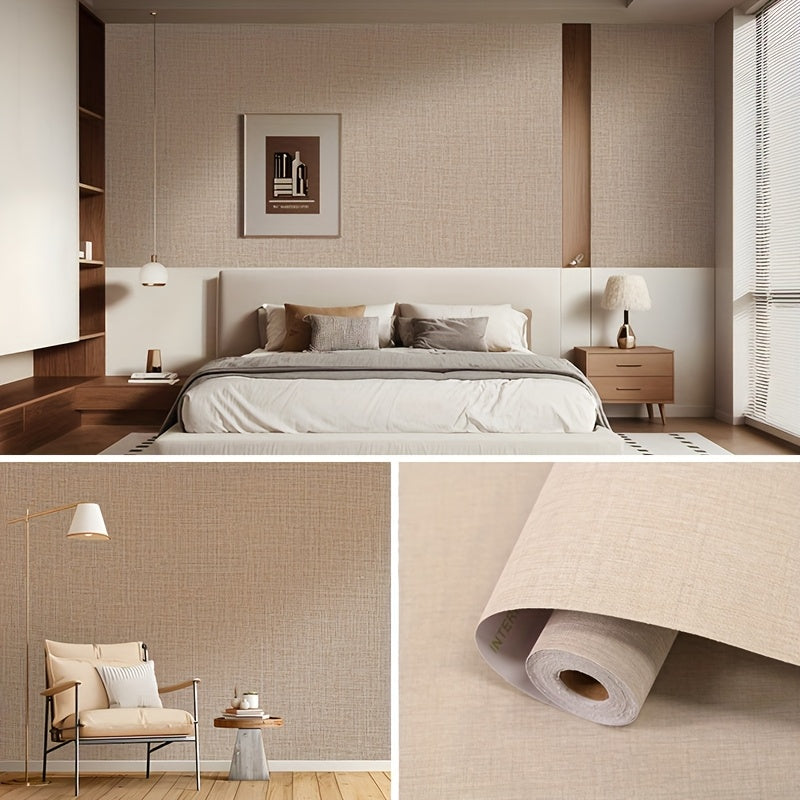 Simple Pure Color Cloth Wallpaper Self-Adhesive Bedroom Warm Waterproof Moisture-Proof Wall Sticker Decorative TV Background Wall Paper