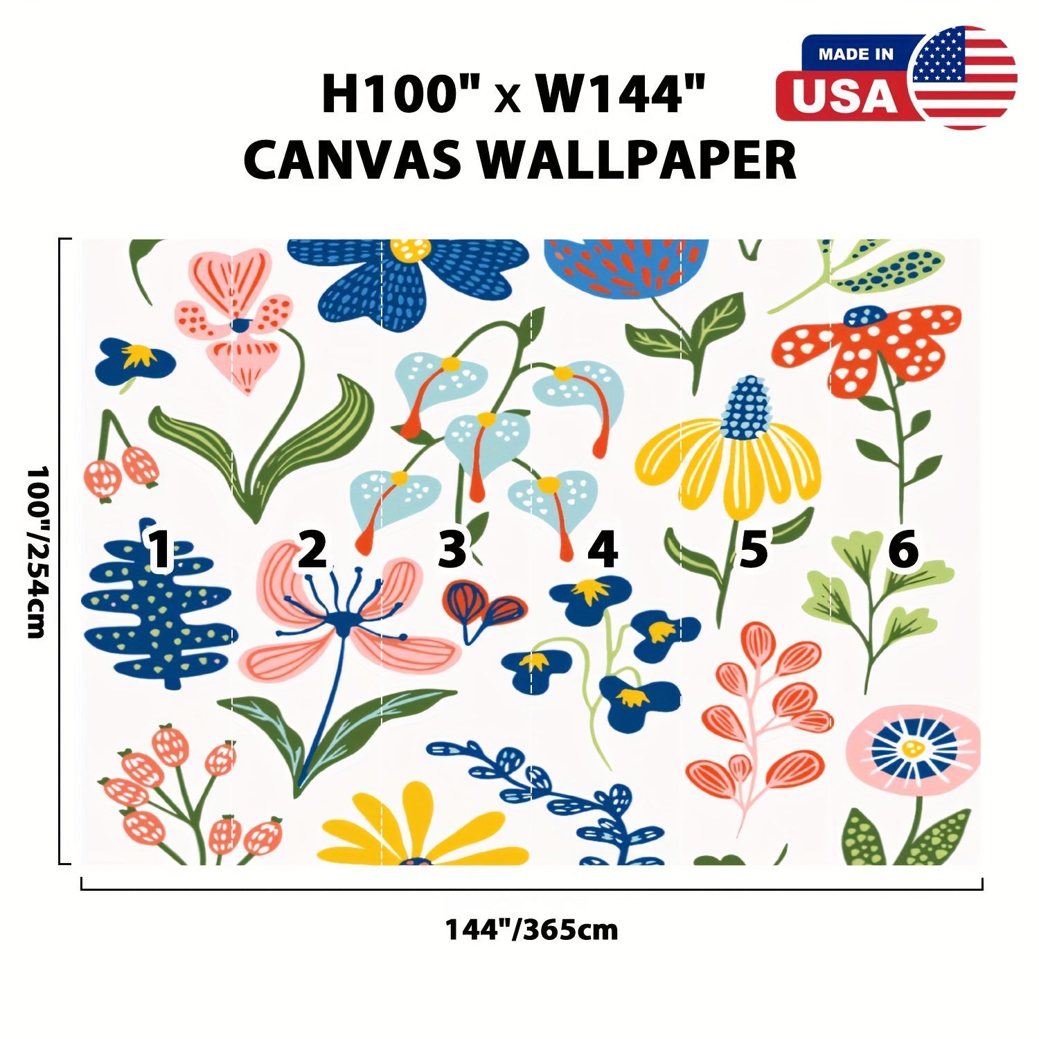 Canvas Wallpaper Whimsical Botanicals Sticker Peel & Stick Wallpaper Self-Adhesive Removable Wall Mural Poster Sticker Background Wall Decor For Living Room Bedroom-100\