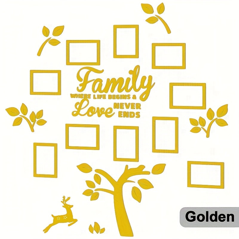 A Set of Acrylic Family Tree Wall Stickers with 10 Photo Frames for DIY Collage, Perfect for Christmas Decoration in Living Rooms And Bedrooms, Serving As Artistic Home Decor.
