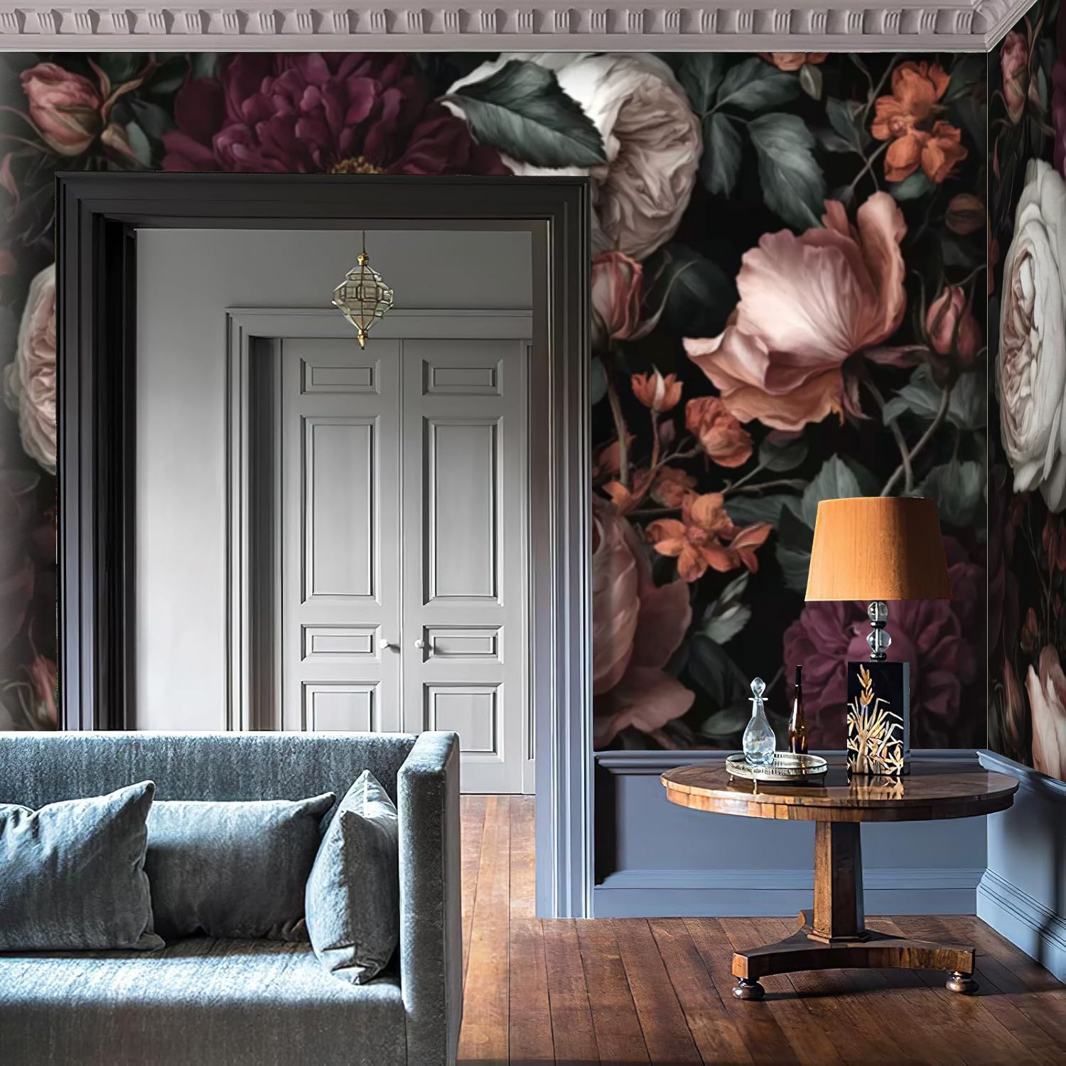 Self-Adhesive Wall Mural Featuring a Sophisticated Floral Design in Deep Burgundy, Soft Pink, And White, This Removable Wall Decal Is Perfect for Decorating Large Spaces Like Living Rooms, Bedrooms, Bathrooms, And Kitchens, Measuring 100\