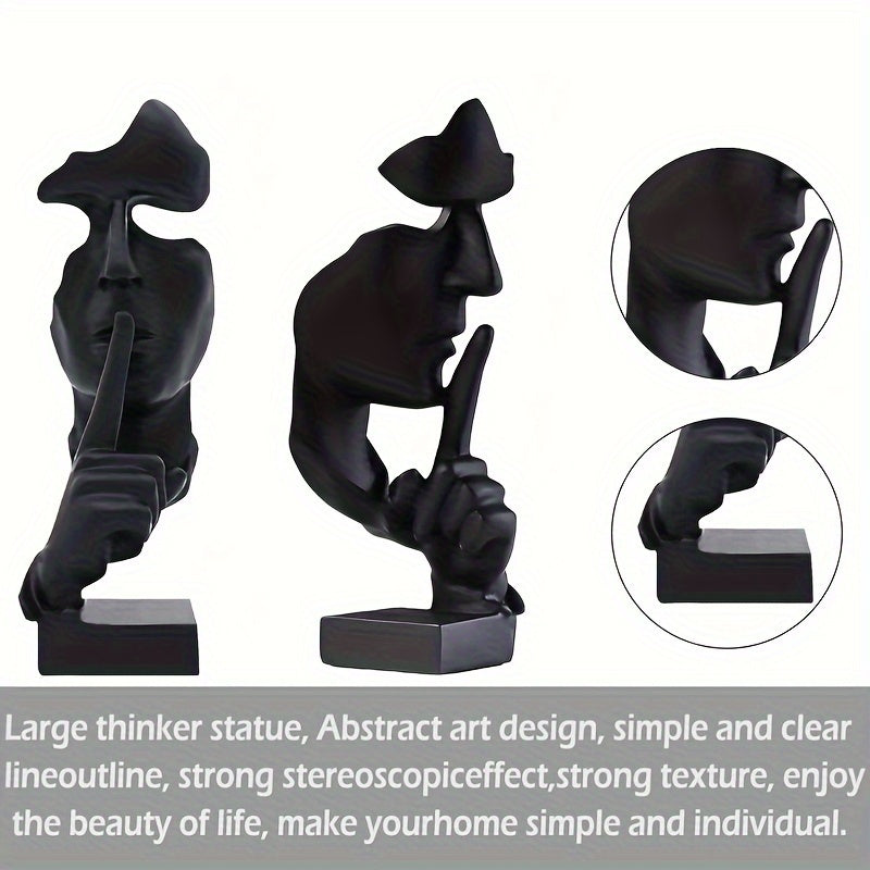 1 piece Thinker Statue, Silence is Golden Abstract Art Figurine, Modern Home Resin Sculptures Decorative Objects Piano Desktop Decor for Creative Room Home, Office Study