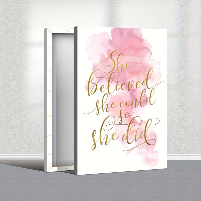 1pc Female Empowerment Canvas Wall Art with Wrapped Solid Wood Frame, \