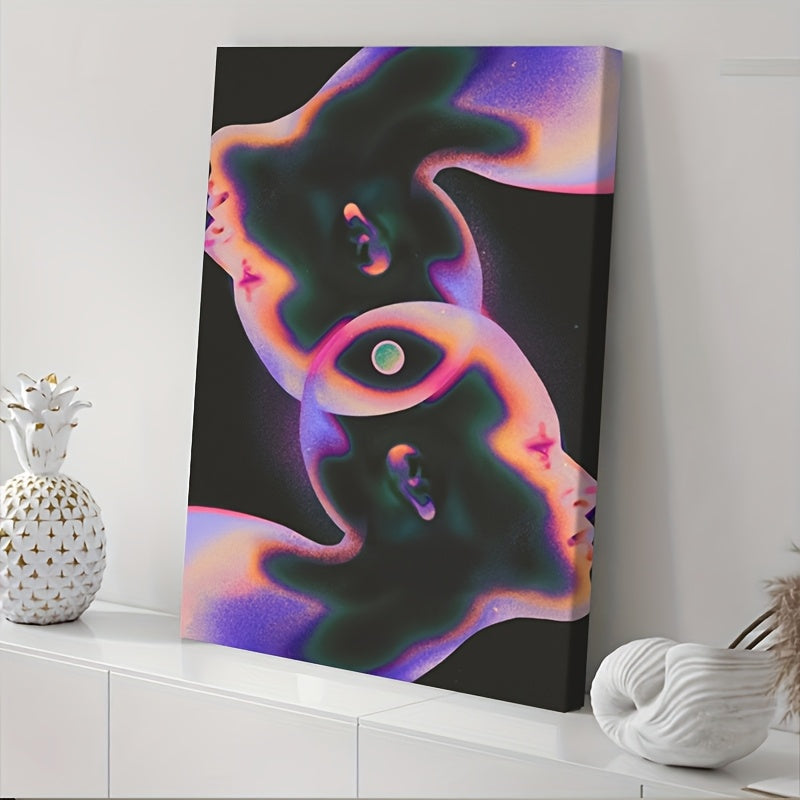 1pc Bohemian Style Framed Canvas Wall Art with Wooden Frame - Vibrant Abstract Design for Bedroom, Living Room, Office, Cafe, Bar - Home and Dormitory Decoration, Room Decor