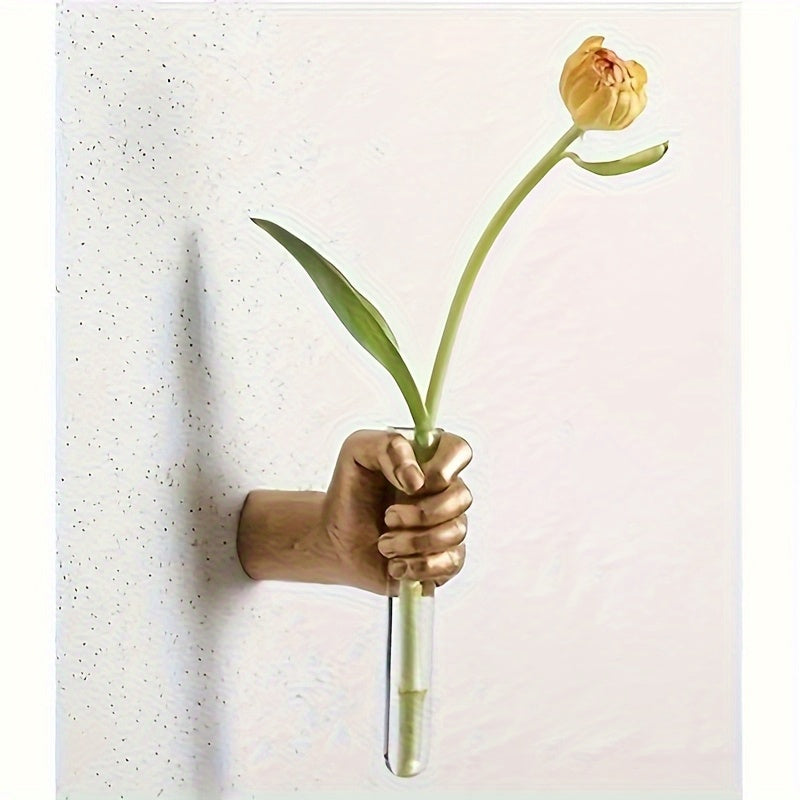 1pc Modern Geometric Resin Wall Hanging Vase- Handheld Wall-Mounted Flower Stand, Suitable for Home and Hotel Decoration, No Electricity Needed, Room Decoration Vase, Artistic Style Floral Arrangement