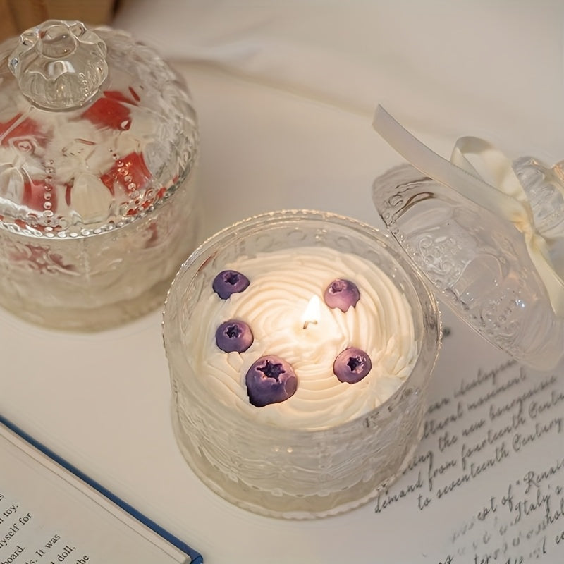 1pc 5.5oz Strawberry And Blueberry Shaped Scented Candles With Ins Fragrance. Wedding Companion Gift For Girlfriend'S Birthday, Niche Bedroom Decorations, Home Decor, Christmas Gifts