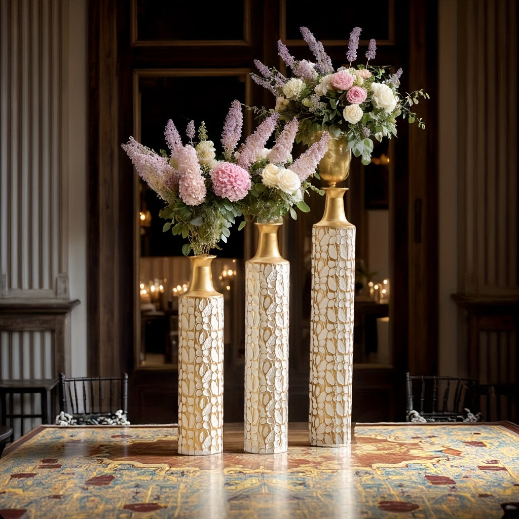 3pcs Large Floor Vases Set 32-28-24 Inches - Rustic Wedding Ceremony Decor With Twig & Dried Flower Design, Vintage Home Decor For Living Room, Office, Housewarming Gifts