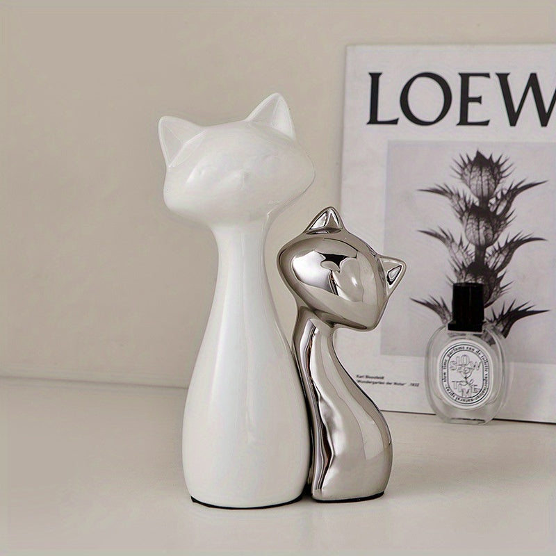 Double Cat Statue Ornament, Minimalism Art Ornament, Kittens Sculpture, Abstract Ornament Home Decor, Desk Ornament, Wine Cabinet Ornament, Bedroom, Bedside Decor, gift for Her, Housewarming Gift