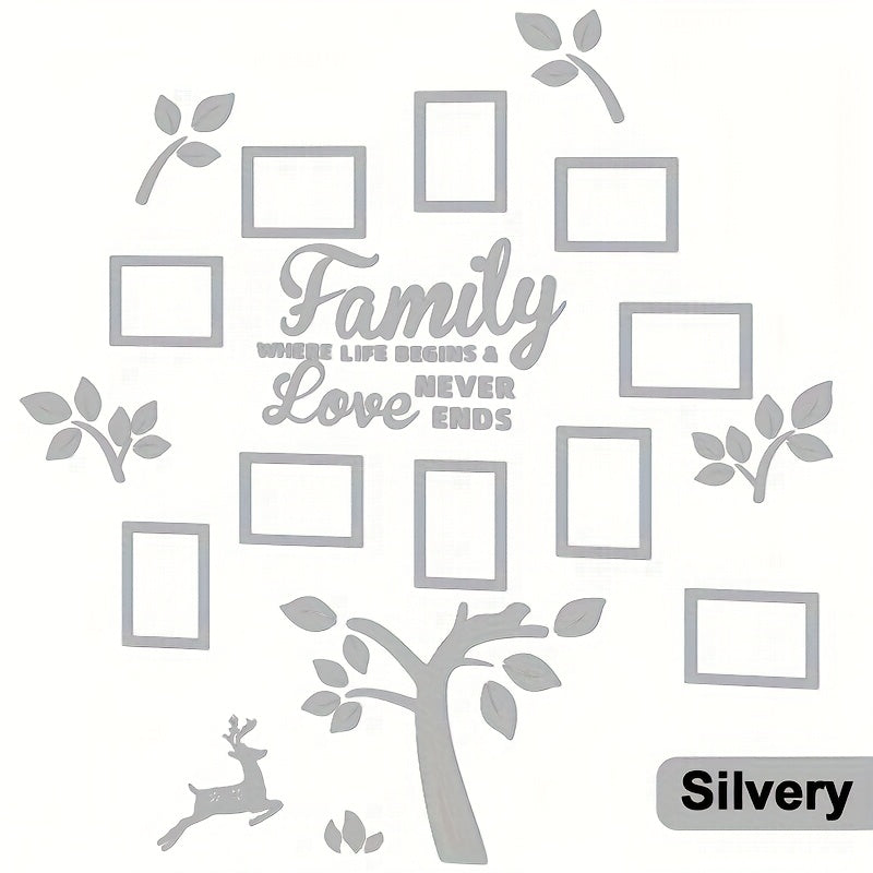 A Set of Acrylic Family Tree Wall Stickers with 10 Photo Frames for DIY Collage, Perfect for Christmas Decoration in Living Rooms And Bedrooms, Serving As Artistic Home Decor.