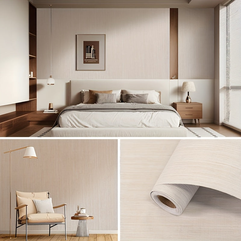 Simple Pure Color Cloth Wallpaper Self-Adhesive Bedroom Warm Waterproof Moisture-Proof Wall Sticker Decorative TV Background Wall Paper