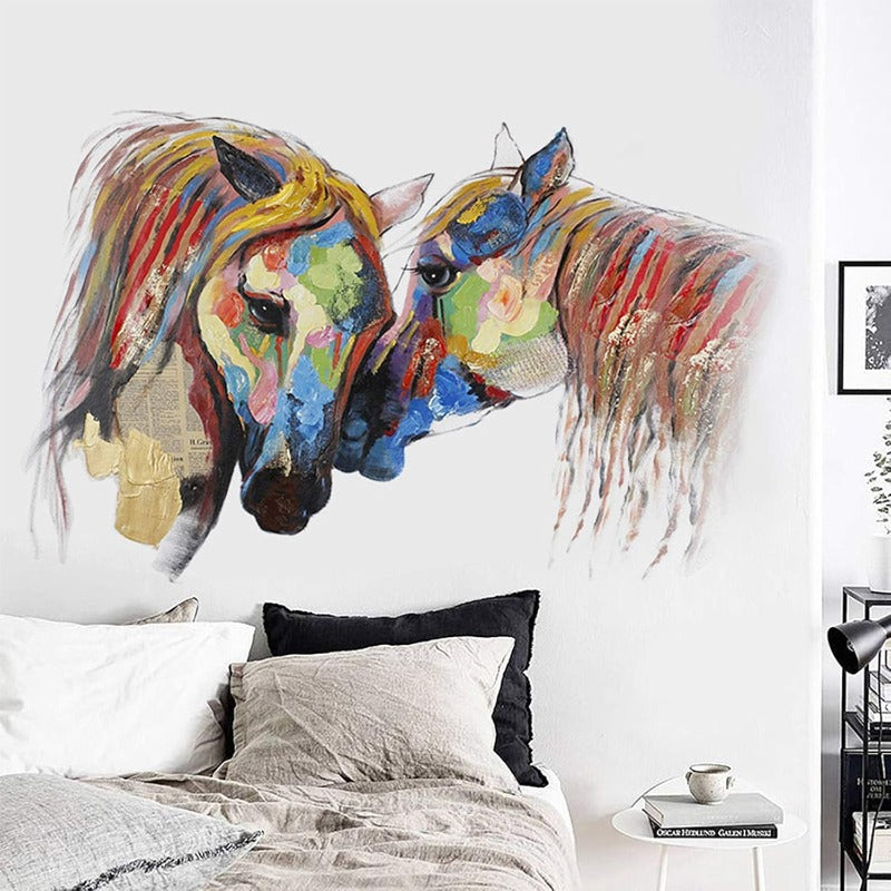 Colorful Horse Wall Decals Peel and Stick Removable Decal Stick DIY Wall Art Murals Home Decor for Bedroom Living Room Classroom Office
