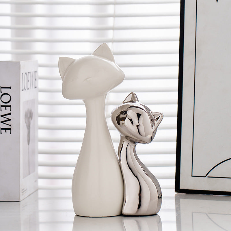 Double Cat Statue Ornament, Minimalism Art Ornament, Kittens Sculpture, Abstract Ornament Home Decor, Desk Ornament, Wine Cabinet Ornament, Bedroom, Bedside Decor, gift for Her, Housewarming Gift
