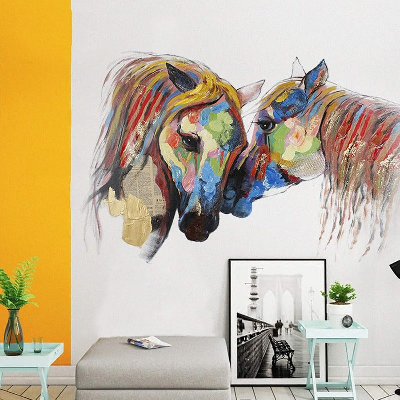 Colorful Horse Wall Decals Peel and Stick Removable Decal Stick DIY Wall Art Murals Home Decor for Bedroom Living Room Classroom Office