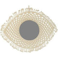 28x24 Macrame Mirror Eye Shaped Handmade Wall Decor Natural Boho Room Accent Hanging Frame Round Glass Decorative Bedroom Living Entryway