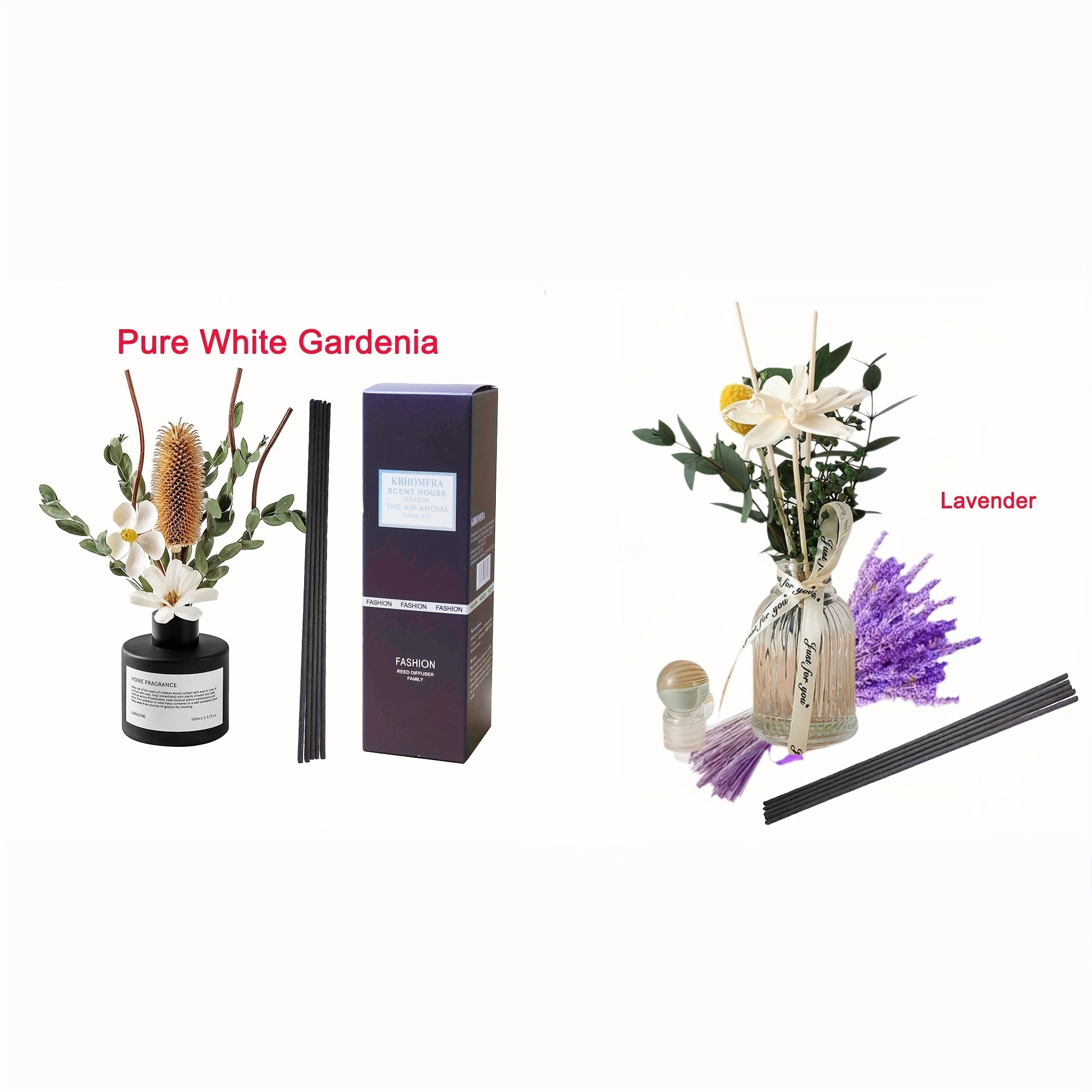 2pcs Gardenia Scented Christmas Reed Diffuser 3.38fl.oz Home Fragrance Aromatherapy Sticks