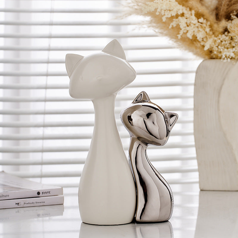 Double Cat Statue Ornament, Minimalism Art Ornament, Kittens Sculpture, Abstract Ornament Home Decor, Desk Ornament, Wine Cabinet Ornament, Bedroom, Bedside Decor, gift for Her, Housewarming Gift
