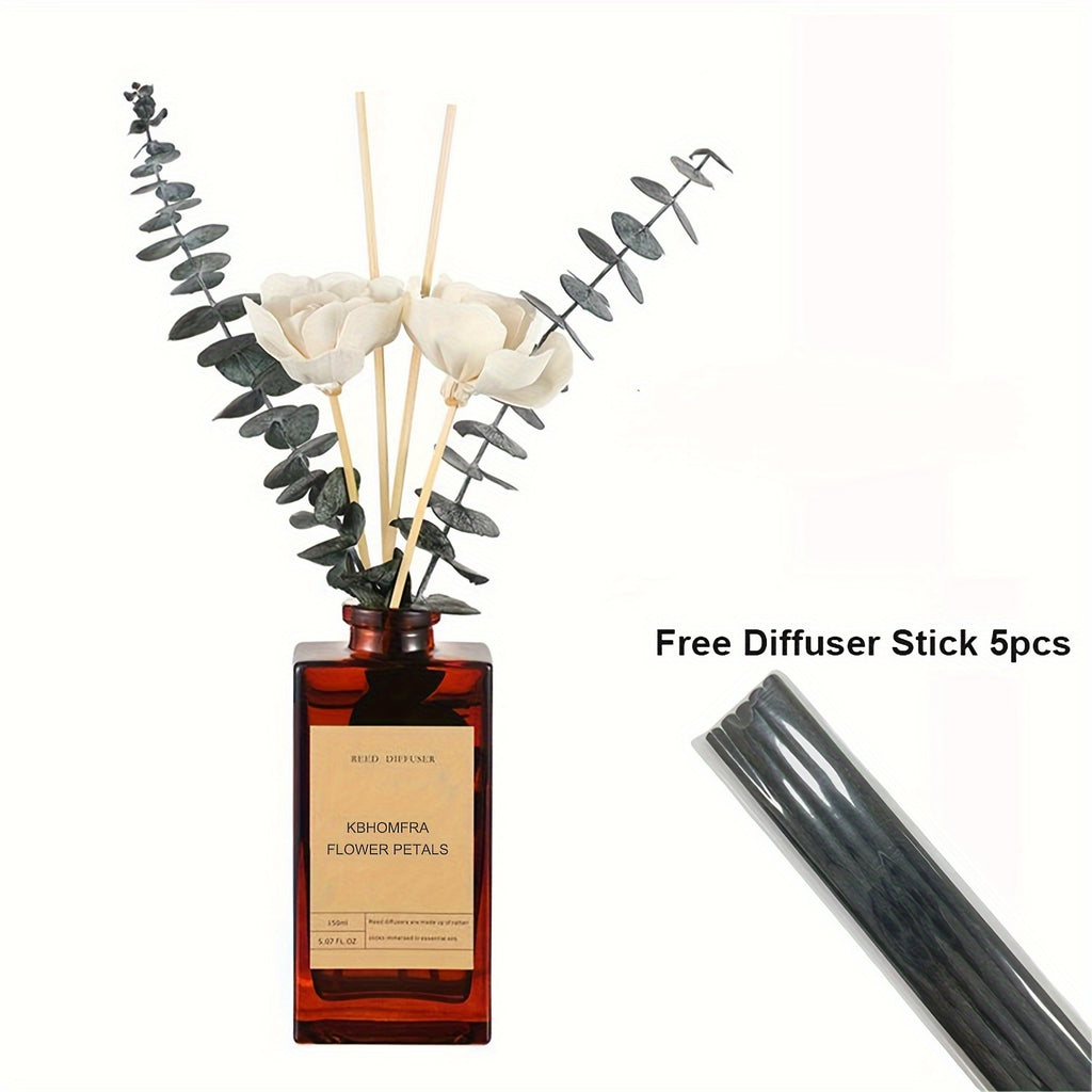 Gardenia Reed Diffuser Set 5.07fl.oz With Dried Flower Diffuser Sticks Light Scented Essential Oil Aroma Diffuser Home Office Christmas Decor For Air Fresheners Bathroom