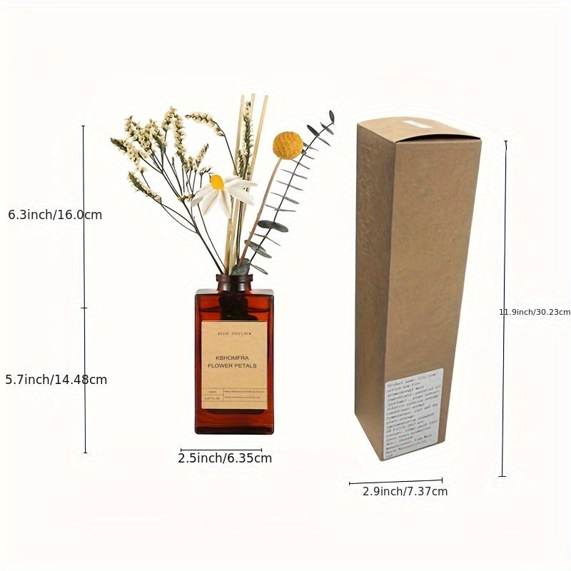 Gardenia Reed Diffuser Set 5.07fl.oz With Dried Flower Diffuser Sticks Light Scented Essential Oil Aroma Diffuser Home Office Christmas Decor For Air Fresheners Bathroom