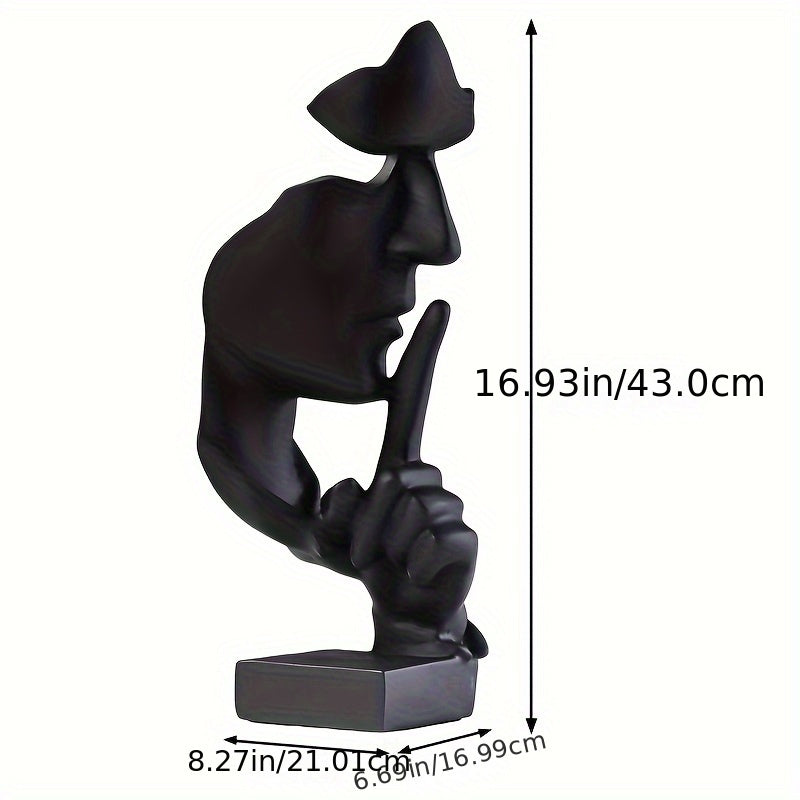 1 piece Thinker Statue, Silence is Golden Abstract Art Figurine, Modern Home Resin Sculptures Decorative Objects Piano Desktop Decor for Creative Room Home, Office Study