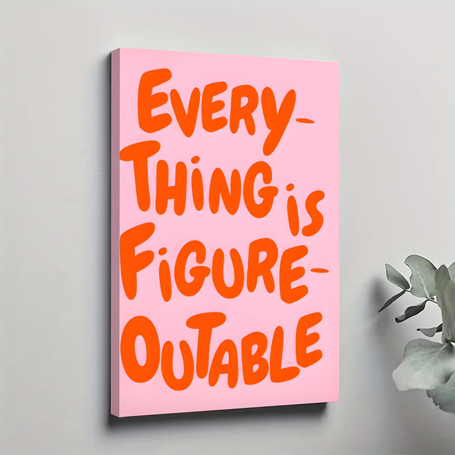 1pc Framed Canvas Poster - Pastel Pink & Orange Motivational Wall Art with \