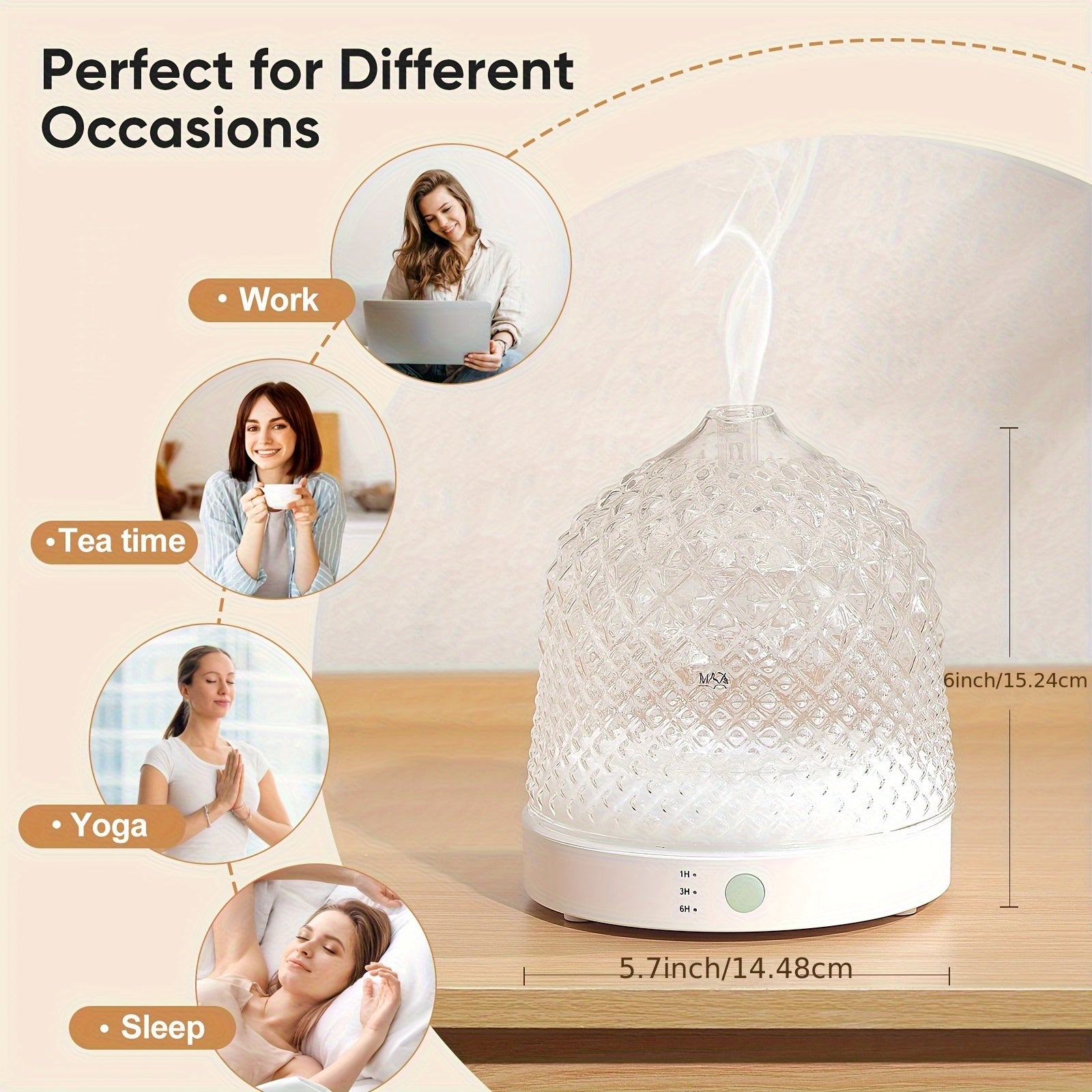 200ml Glass Water Tank Machine, Soundwave technology Silent\u002Fseven Color Light Adjustable Essential Oil Diffuser, Automatic Humidifier Shutdown, Suitable for Various Rooms, Thanksgiving, Halloween, Christmas And Other Holiday Gifts, Etc