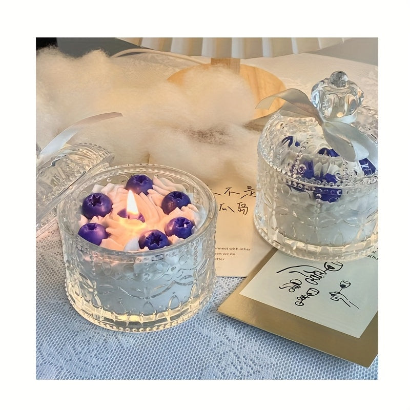 1pc 5.5oz Strawberry And Blueberry Shaped Scented Candles With Ins Fragrance. Wedding Companion Gift For Girlfriend'S Birthday, Niche Bedroom Decorations, Home Decor, Christmas Gifts
