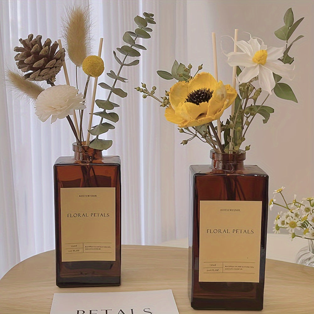 Gardenia Reed Diffuser Set 5.07fl.oz With Dried Flower Diffuser Sticks Light Scented Essential Oil Aroma Diffuser Home Office Christmas Decor For Air Fresheners Bathroom